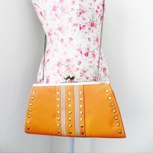 Retro Orange Studded Clutch